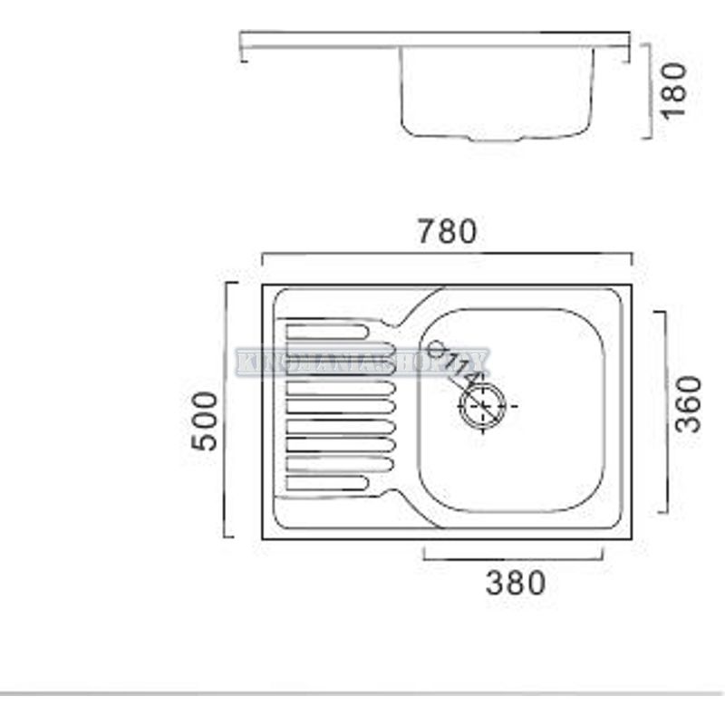 Мойка кухонная нержавейка Frap FD5078 (декор ),(прямоугольник),(врезная),(780*500*180),(перелив),(0,8мм),(сифон,крепление,уплотнитель) фото-2