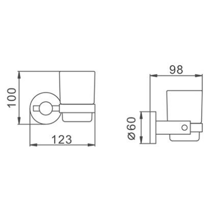 Стаканчик для зубных щёток настенный Frap F30206 (нерж.+стекло,чёрный+матовый) фото-3