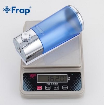 Дозатор для жидкого мыла Frap F406 (настенный,пластик,400мл,синий+хром ) фото-6