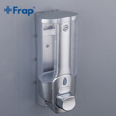 Дозатор для жидкого мыла Frap F407 (настенный,пластик,380мл,серый+хром )
