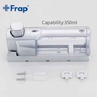 Дозатор для жидкого мыла Frap F407 (настенный,пластик,380мл,серый+хром ) фото-3