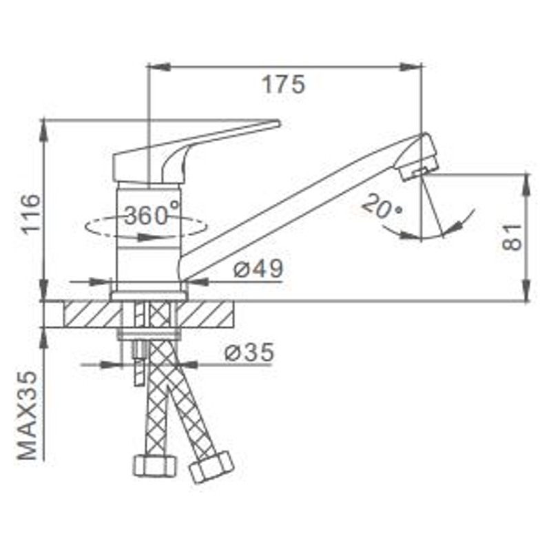 Смеситель для кухонной мойки Frap F4513-1 (латунь),(35мм),(матовый) фото-3