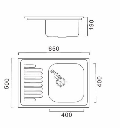Мойка кухонная нержавейка Frap FD5065 (декор ),(прямоугольник),(врезная),(650*500*180),(перелив),(0,8мм),(сифон,крепление,уплотнитель) - фото2