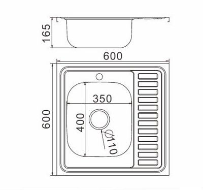 Мойка кухонная из нержавейки Frap FD66060 (поверхность:декор;форма:прямоугольник;монтаж:наклдная;размеры:600х600х175мм;толщина:0,6мм;комплектация:сифон,крепление,уплотнитель;сифон:3-1/2") - фото2