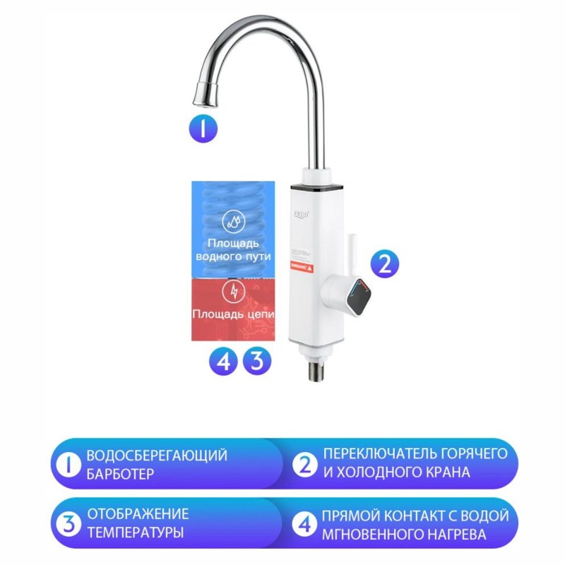 Смеситель-водонагреватель проточный электрический Frud R81023 фото-4