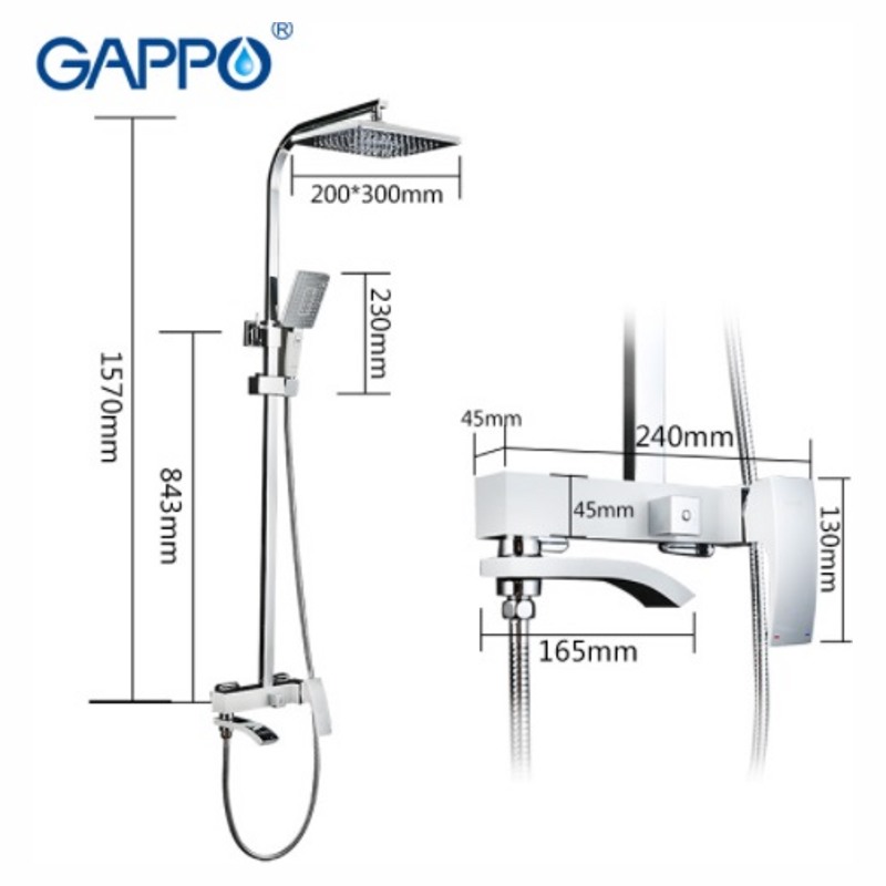 Комплект душевая система Gappo G2407-8 + смеситель Gappo G1007-8 фото-4