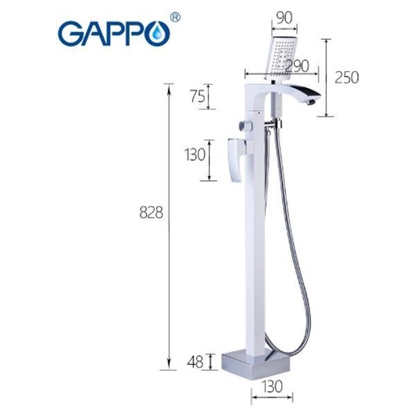 Смеситель для ванны напольный Gappo G3007-8 фото-3