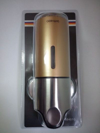 Дозатор для жидкого мыла Gerhans K50401G (невесной,пластик,коричневый+хром,450мл,блистер) фото-5