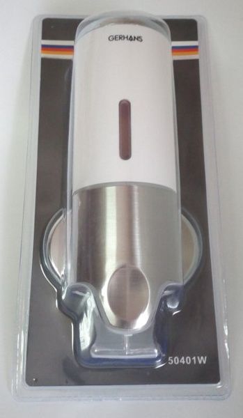 Дозатор для жидкого мыла Gerhans K50401W (невесной,пластик,белый+хром,450мл,блистер) фото-3
