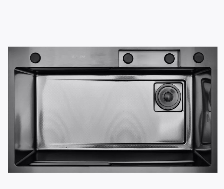Кухонная мойка со смесителем и аксессуарами Gerhans K37545BD (75*45*22,декор чёрный,8 в 1) фото-6