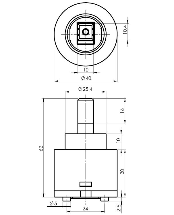 Картридж керамический для смесителя Rubineta 634005 (40мм, N02W) фото-4