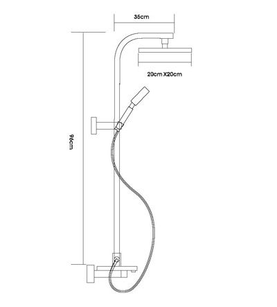 Душевая система  с тропическим душем Ledeme L2401 (смес. с изливом) ( высота 96 см) (латунь, хром) - фото2