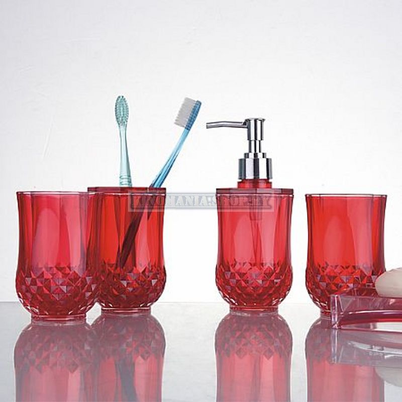 Набор пластиковых аксессуаров для ванной комнаты Ledeme L421-1 (красный) - фото1