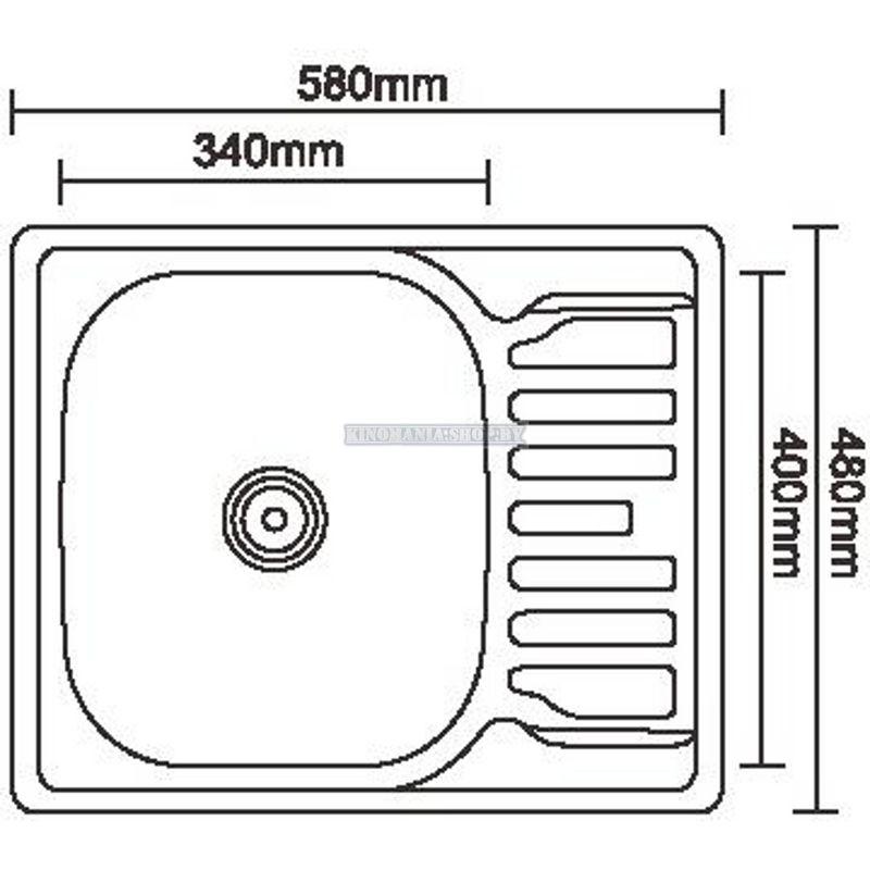Мойка кухонная нержавейка Ledeme L65848-R (прямоугольник),(врезная),(правая:чаша справа,сушка слева),(580х480),(декор),(0,8мм),(сифон,крепление,без уплотнителя) - фото2