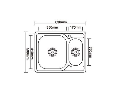 Мойка кухонная нержавейка Ledeme L66350B-6 (прямоугольник,"1,5"),(врезная),(2 чаши),(630х500),(декор),(0,6мм),(сифон,крепление,уплотнитель) фото-2