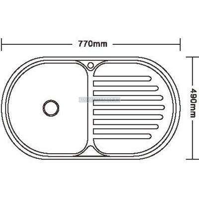 Мойка кухонная из нержавейки Ledeme L67749-6L (овал),(врезная),(левая:чаша слева,сушка справа),(770х490x170),(декор ),(0,6мм),(сифон,крепление,уплотнитель) - фото2