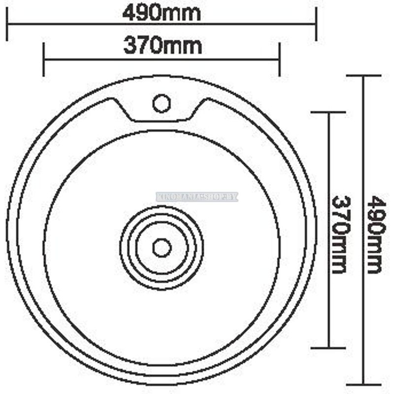 Мойка кухонная нержавейка Ledeme L84949 (круг),(врезная),(490х490),(глянец),(0,8мм),(сифон,крепление,уплотнитель),(выпуск 3-1/2 д.) - фото2