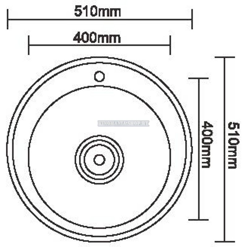 Мойка кухонная нержавейка Ledeme L85151 (круг),(врезная),(510х510),(глянец),(0,8мм),(сифон,крепление,уплотнитель) - фото2