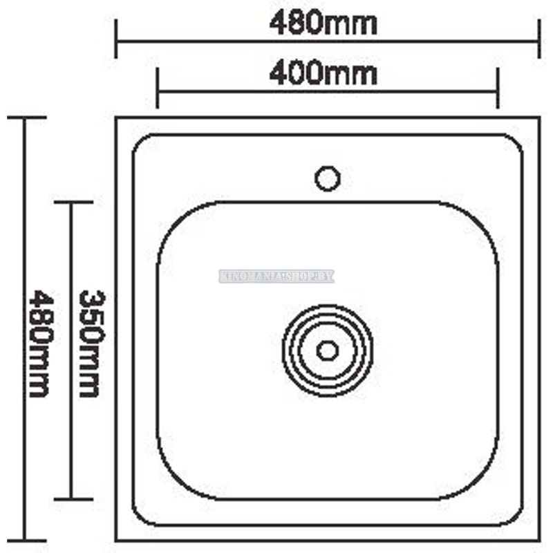 Мойка кухонная нержавейка Ledeme L94848 (квадрат),(врезная),(480х480),(глянец),(0,8мм),(сифон,крепление,уплотнитель) - фото2