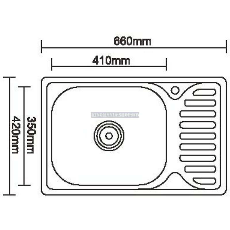Мойка кухонная нержавейка Ledeme L96642 (прямоугольник),(врезная),(левая:чаша слева,сушка справа),(660х420),(глянец),(0,8мм),(сифон,крепление,без уплотнителя) фото-2