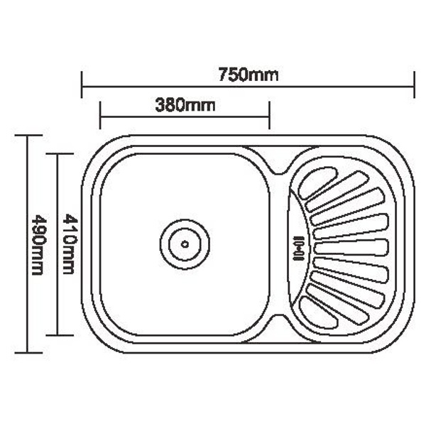Мойка кухонная нержавейка Ledeme L97549-R (прямоугольник),(врезная),(правая:чаша справа,сушка слева),(750*490),(глянец),(0,8мм),(сифон,крепление,уплотнитель) фото-3