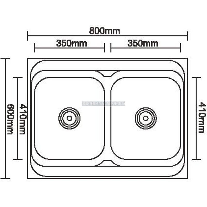 Мойка кухонная нержавейка Ledeme L98060B-6 (прямоугольник),(накладная),(2 чаши),(800х600x170),(глянец),(0,6мм),(сифон) - фото2