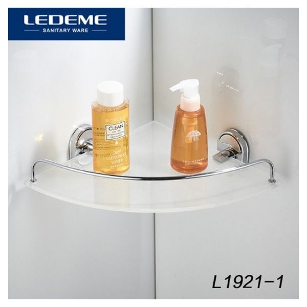 Полка в ванную угловая одинарная (стекло) Ledeme L1921-1