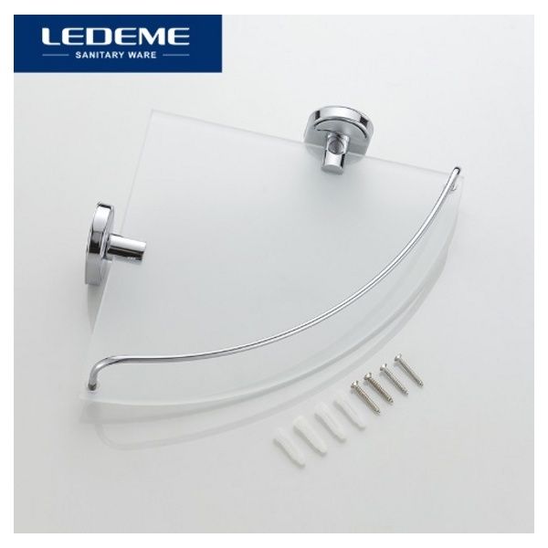 Полка в ванную угловая одинарная (стекло) Ledeme L1921-1 фото-5