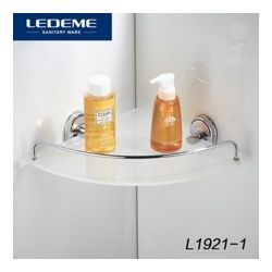 Полка в ванную угловая одинарная (стекло) Ledeme L1921-1 - фото