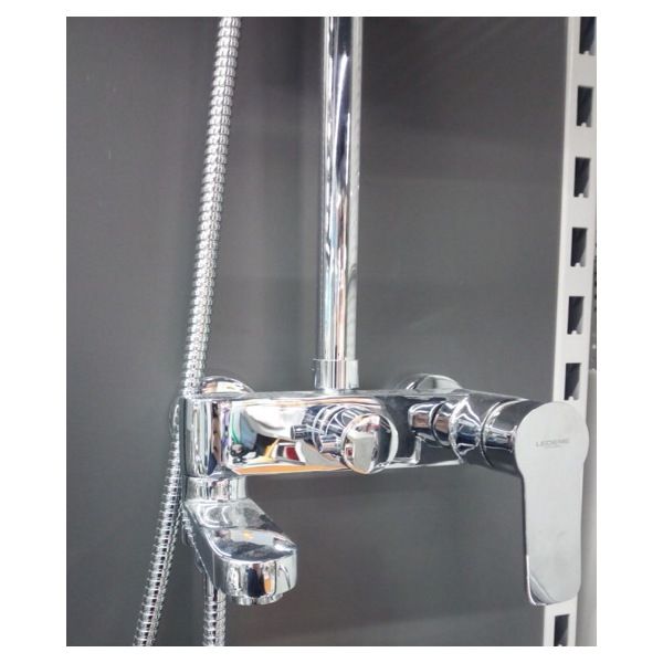 Душевая система с тропическим душем "зонт" для душевой кабины/ванны Ledeme L2407 (латунь,хром),(высота штанги: 70-120 см) фото-4