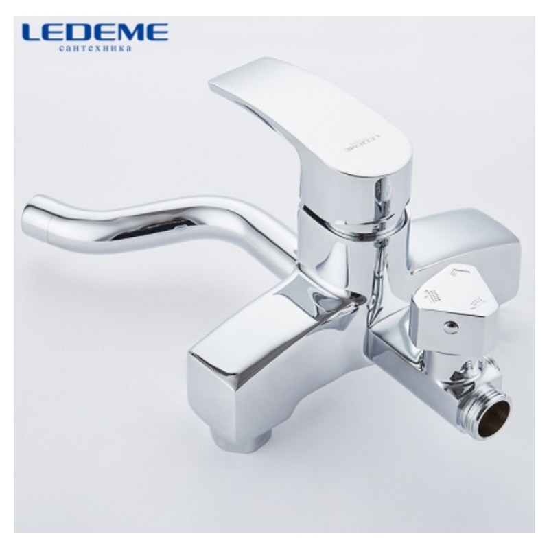 Душевая система Ledeme L2443 (смес. с изливо,силумин, метал. троп.душ, хром, высота 100см) фото-4