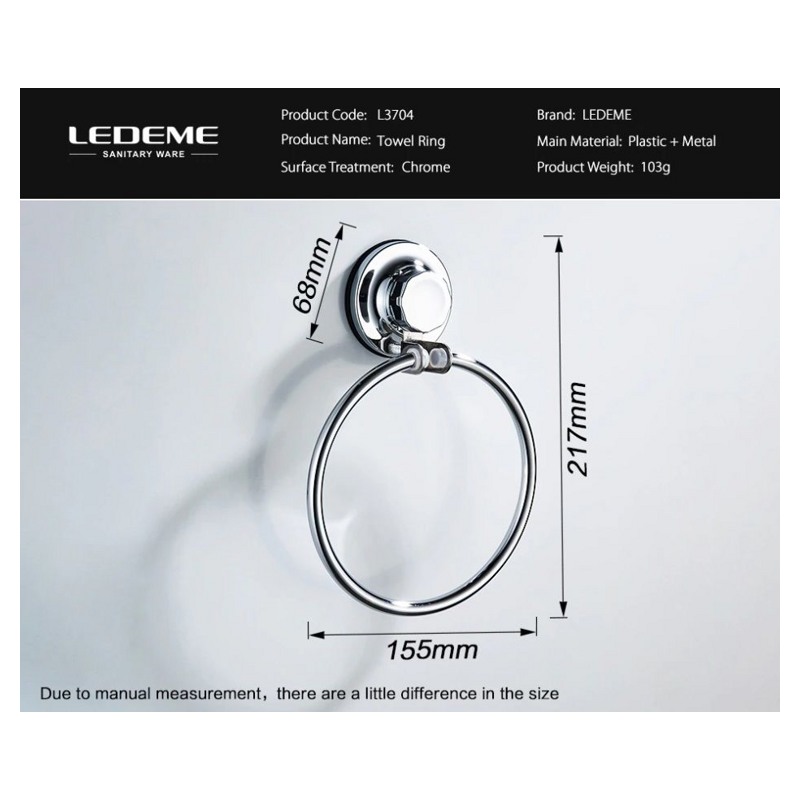 Полотенцедержатель "кольцо" на вакуумных присосках Ledeme L3704  фото-3