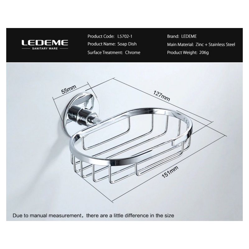 Мыльница настенная металлическая Ledeme L5702-1 - фото2