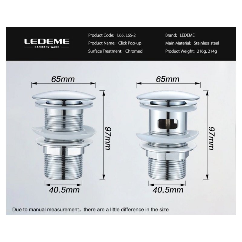 Донный клапан Ledeme L65-2 фото-2