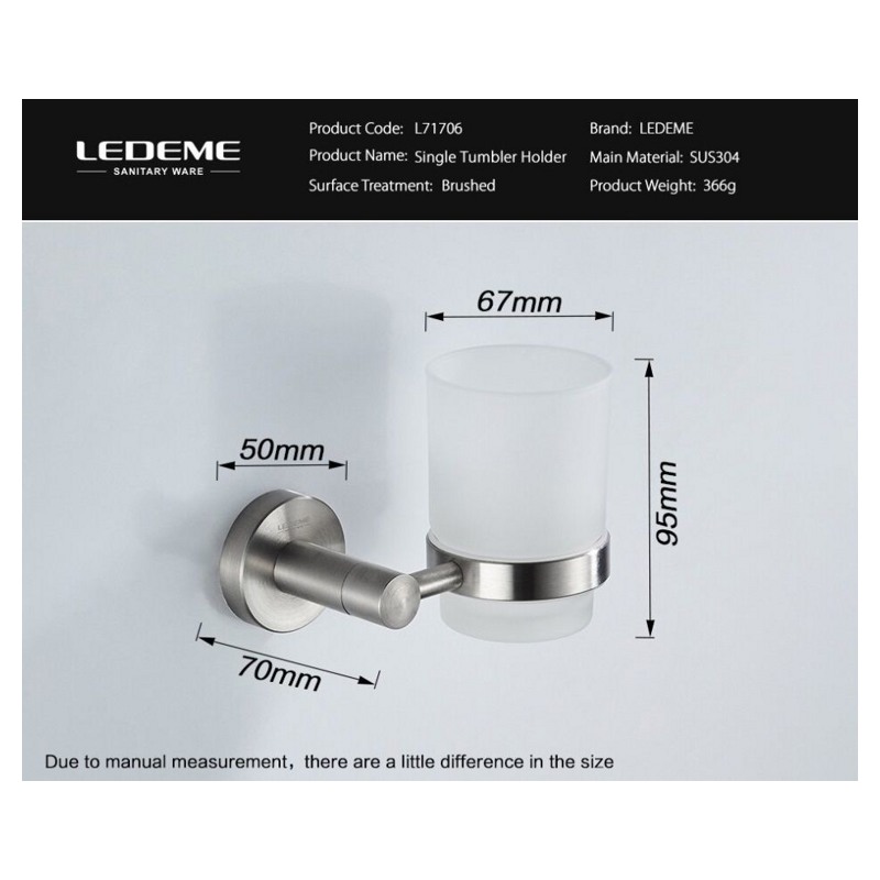 Стаканчик для зубных щёток настенный Ledeme L71706 фото-3