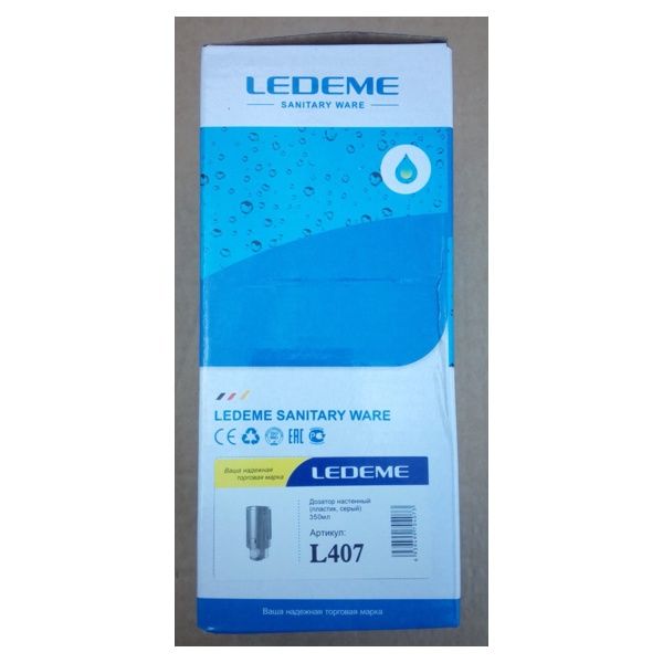 Дозатор для жидкого мыла Ledeme L407 (настенный, пластик, серый, 350мл ) - фото2