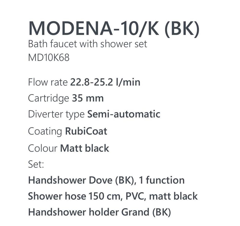 Смеситель для ванны Rubineta Modena-10/K (BK) (MD10K68) фото-3