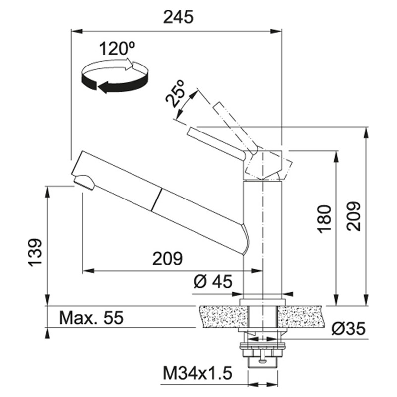 Смеситель для кухни Franke Orbit Pull Out фото-3