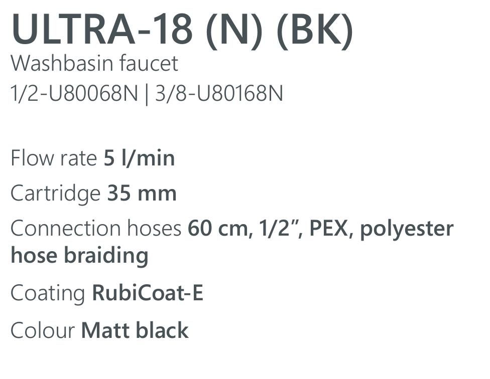 Смеситель для умывальника Rubineta Ultra-18 (N) (BK) (U80068N) фото-6