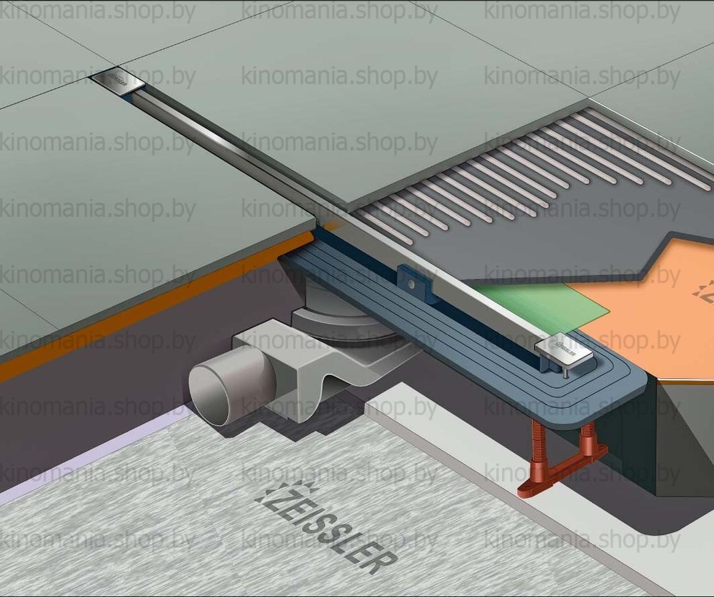 Душевой трап щелевой Zeissler Evolux Slim ZSt.1141.8002 (800*20,нерж.+пласт.) фото-6